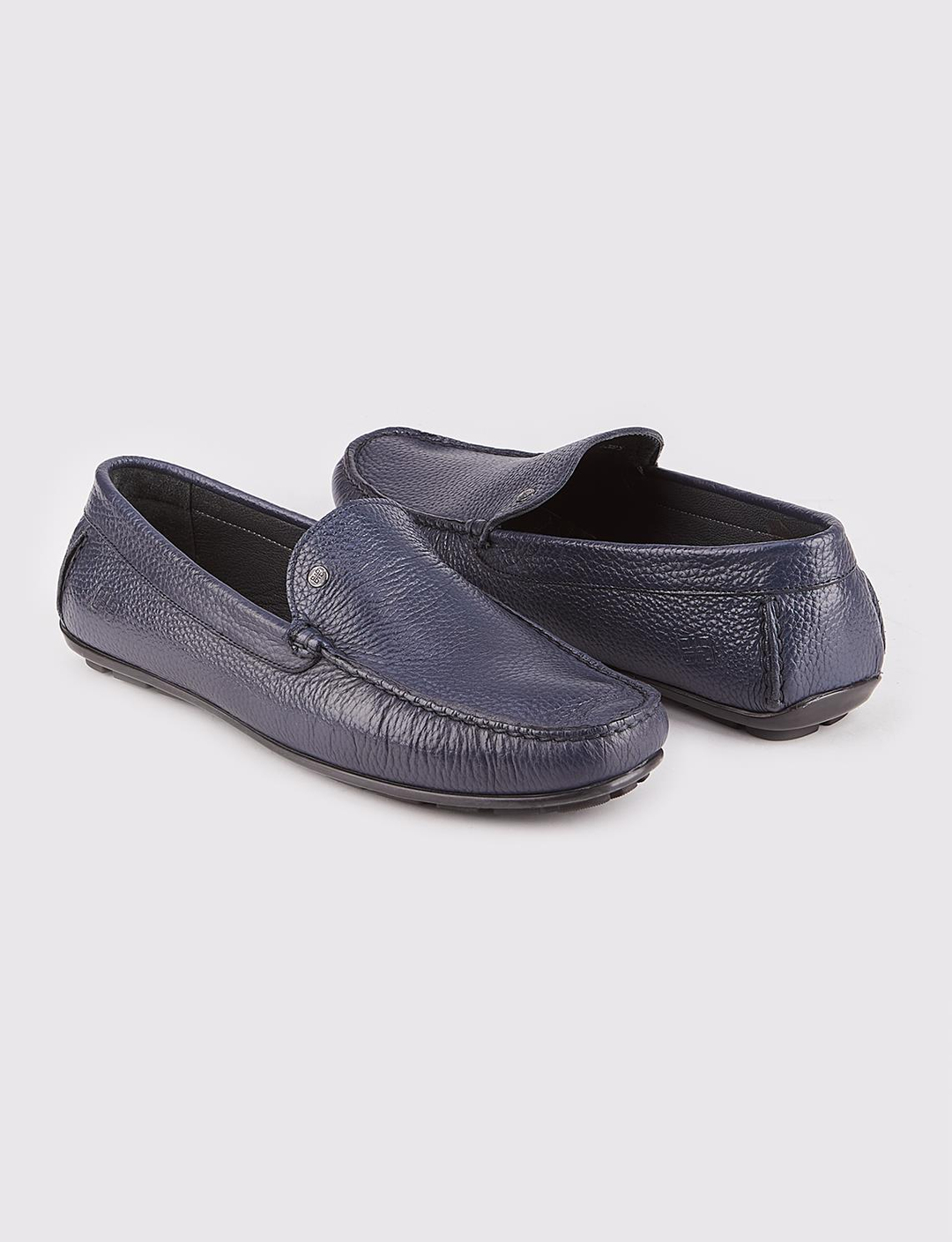 Men Navy Blue Genuine Leather Slip On Loafers