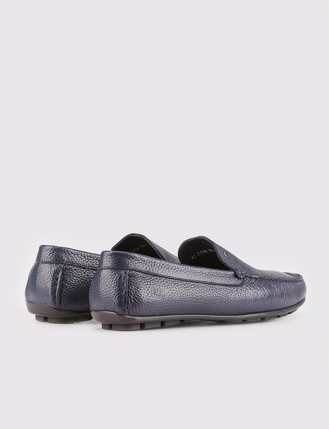 Men Navy Blue Genuine Leather Slip On Loafers