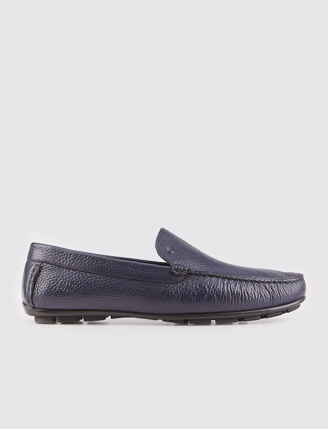 Men Navy Blue Genuine Leather Slip On Loafers