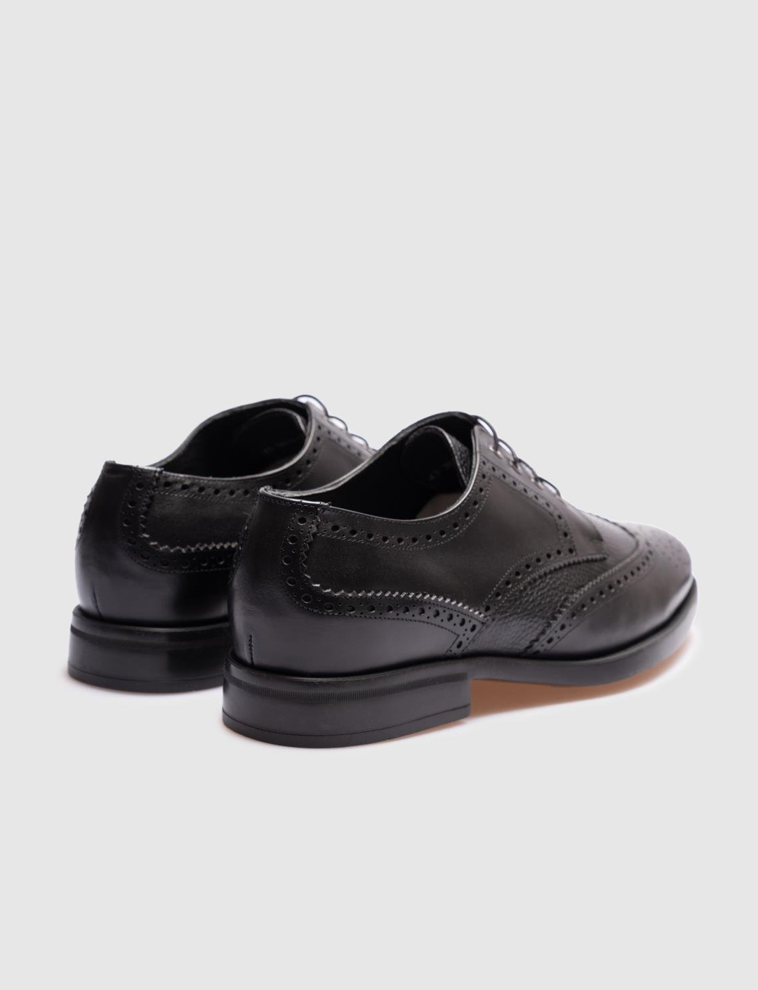 Erkek Hakiki Deri Siyah Bağcıklı Günlük Ayakkabı