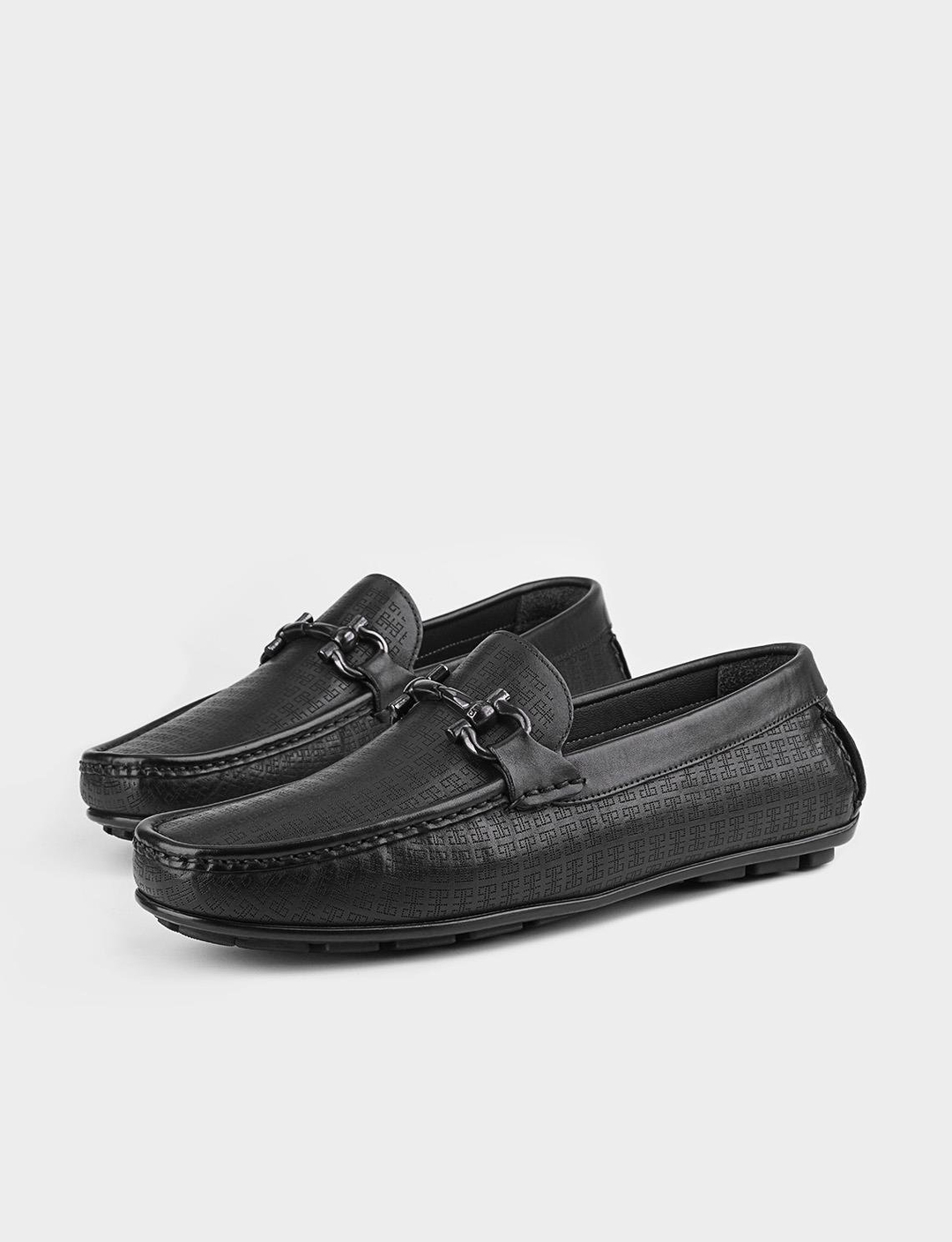 Erkek Hakiki Deri Toka Aksesuarlı Siyah Loafer Ayakkabı