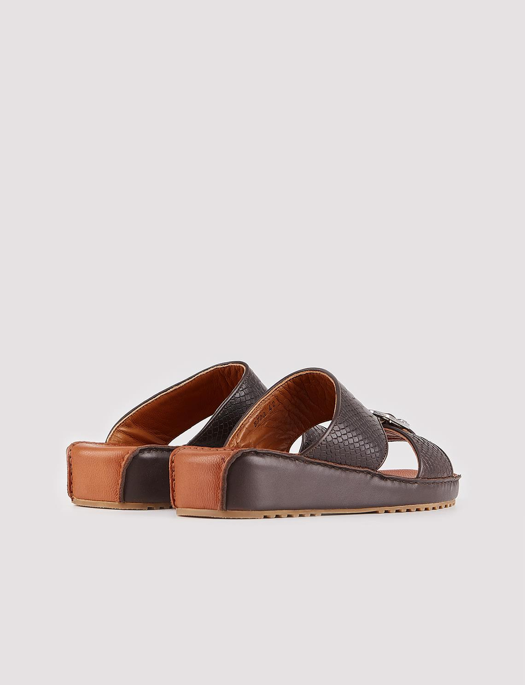 Erkek Hakiki Deri Toka Detaylı Kahverengi Terlik