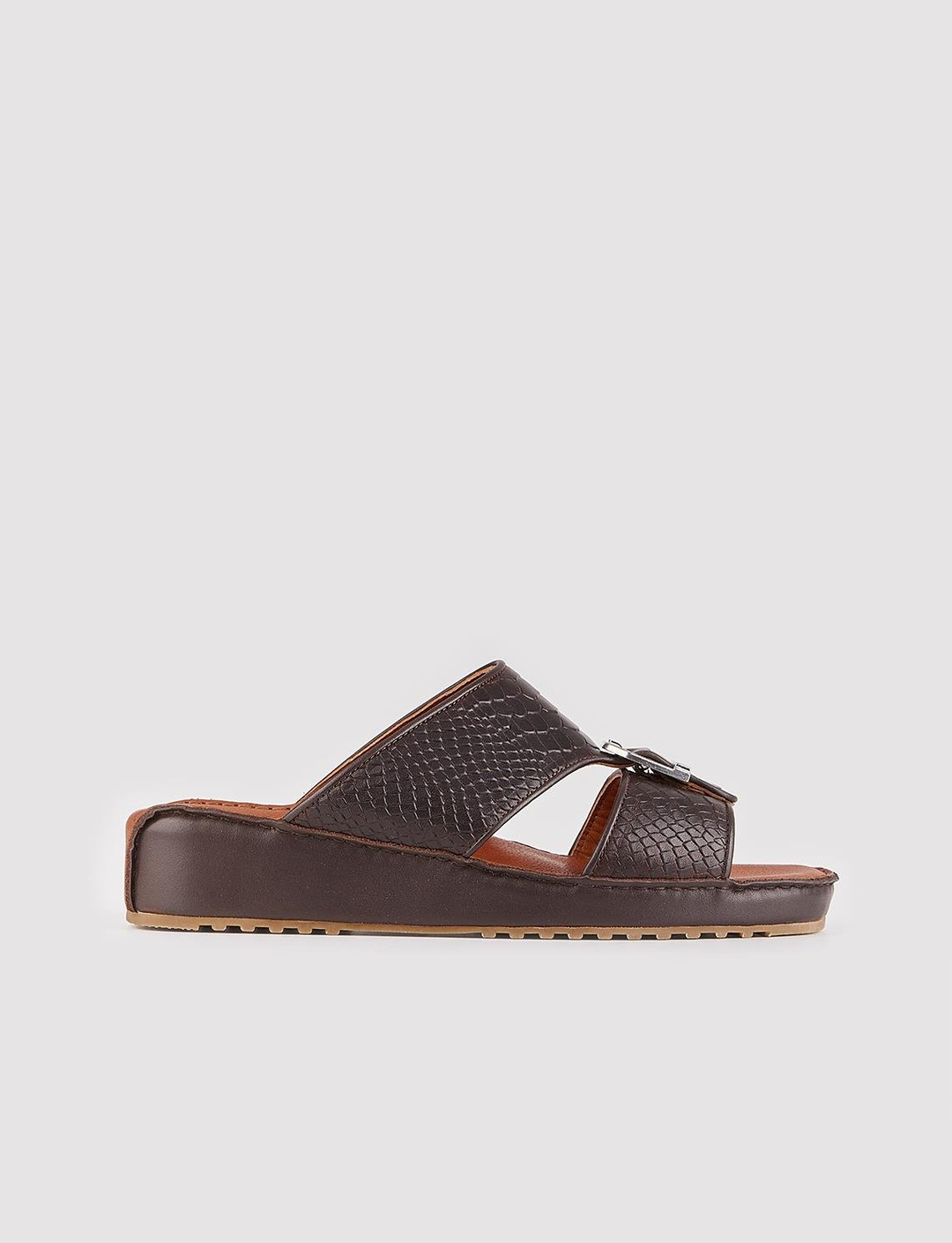 Erkek Hakiki Deri Toka Detaylı Kahverengi Terlik