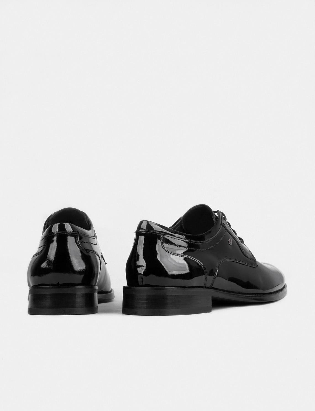 Erkek Rugan Hakiki Deri Siyah Bağcıklı Klasik Ayakkabı