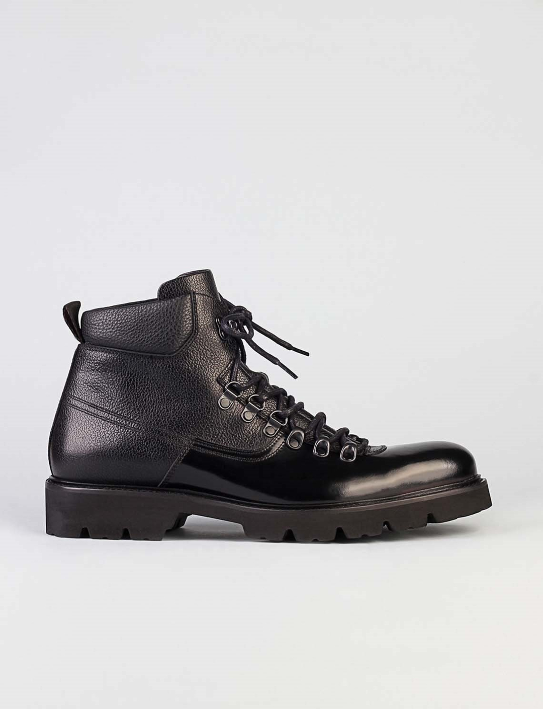 Genuine Leather Black Lace Up Men Daily Boots