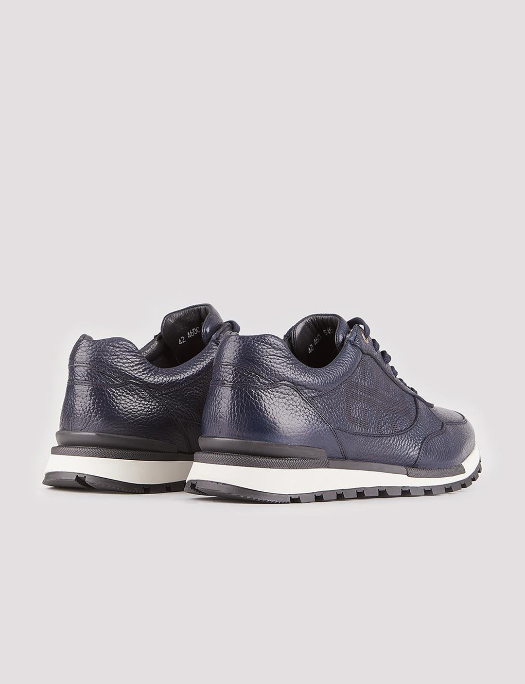 Gerçek Deri Lacivert Bağcıklı Özel Tasarımlı Erkek Sneaker Günlük Ayakkabı