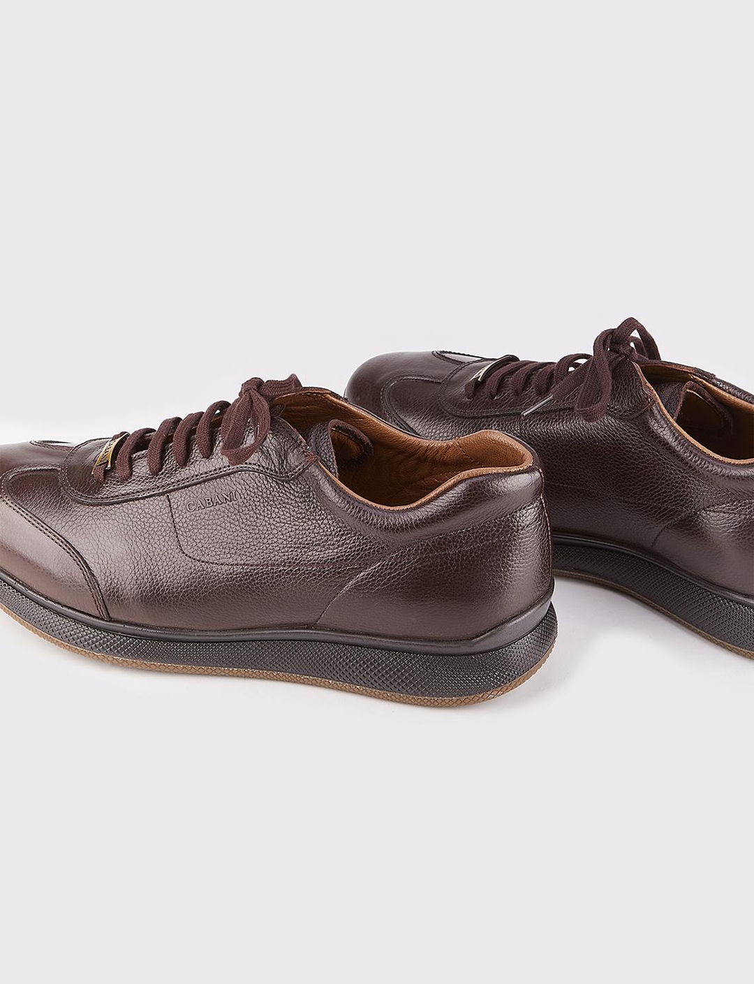 Men Brown Genuine Leather Lace Up Sneakers