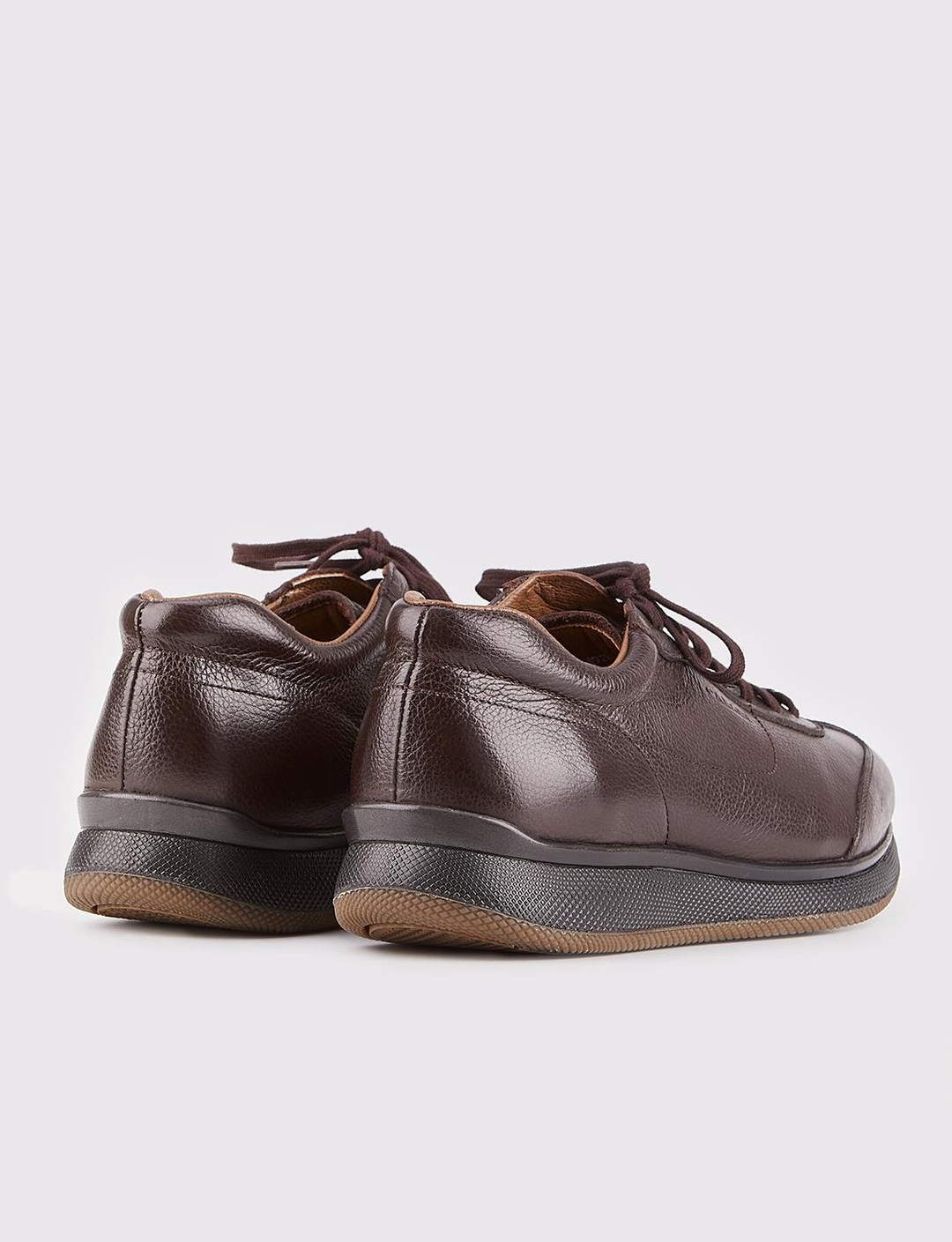 Men Brown Genuine Leather Lace Up Sneakers