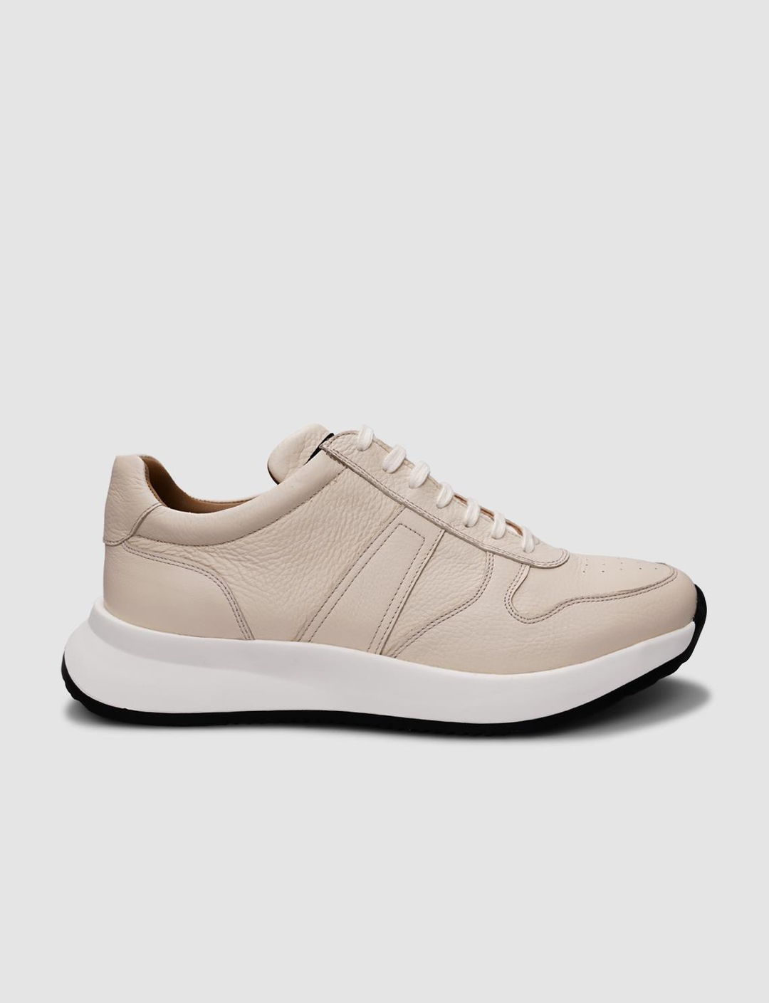 Hakiki Deri Bej Bağcıklı Erkek Spor Ayakkabı