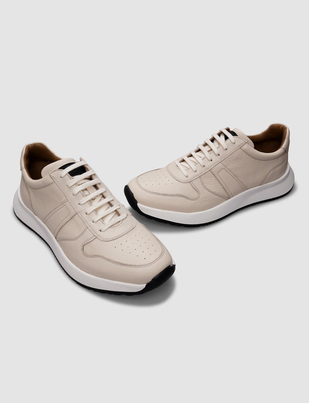 Hakiki Deri Bej Bağcıklı Erkek Spor Ayakkabı