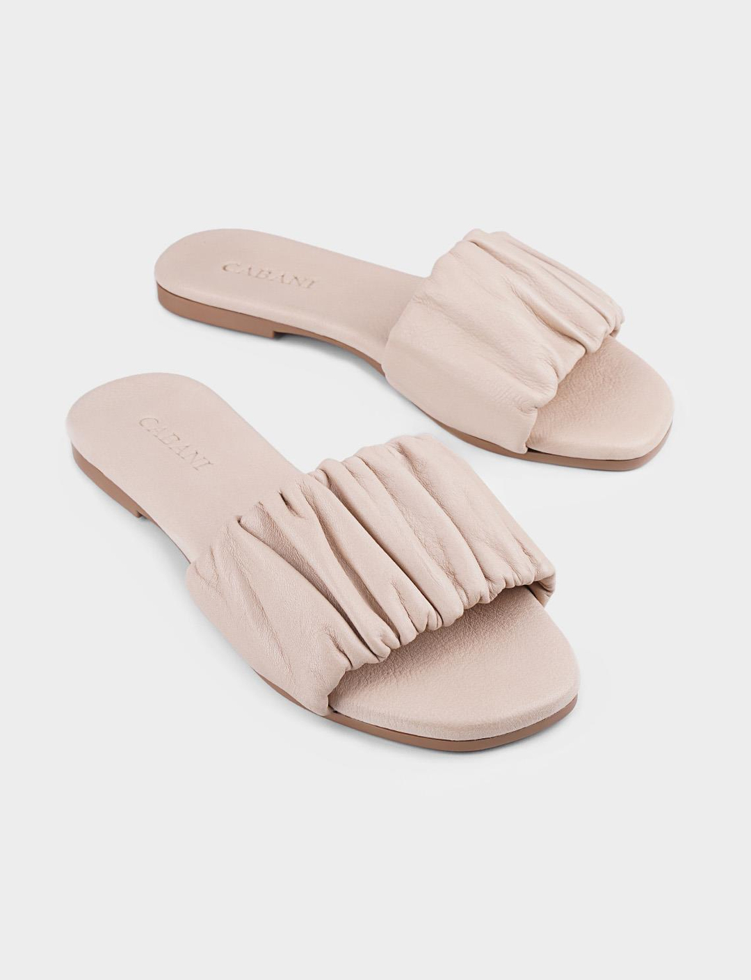 Women Beige Genuine Leather Slippers