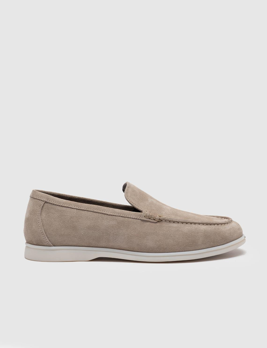 Men Beige Genuine Leather Suede Slip Ons