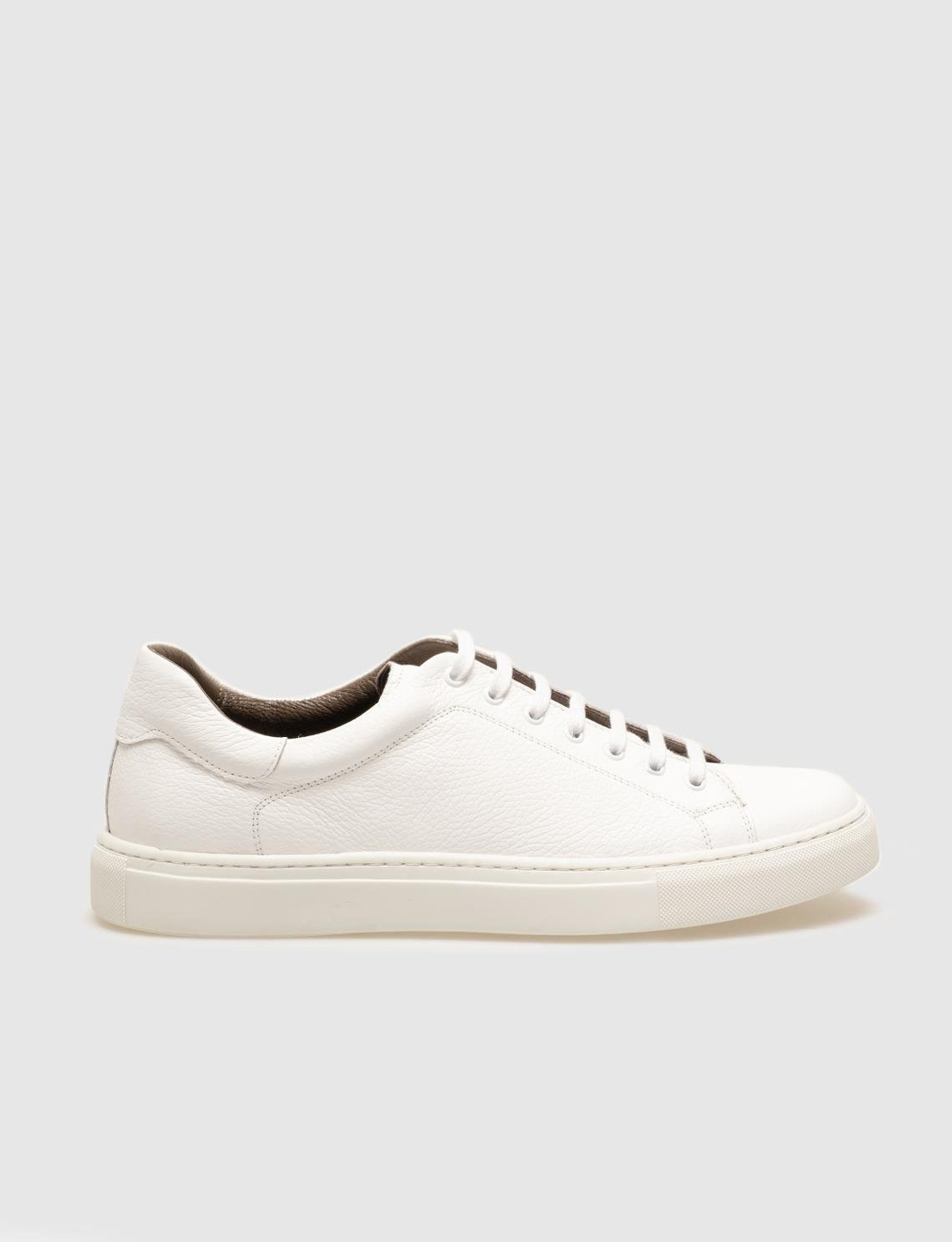 Hakiki Deri Beyaz Bağcıklı Erkek Spor Ayakkabı