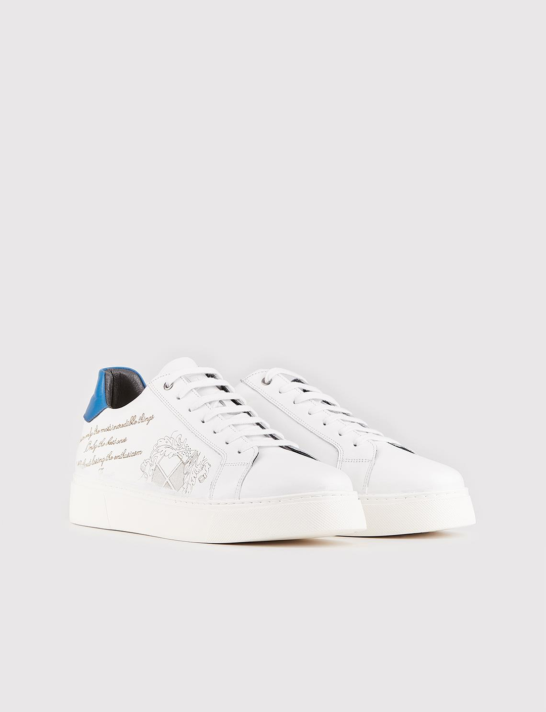 Men White Genuine Leather Low Top Skate Shoes