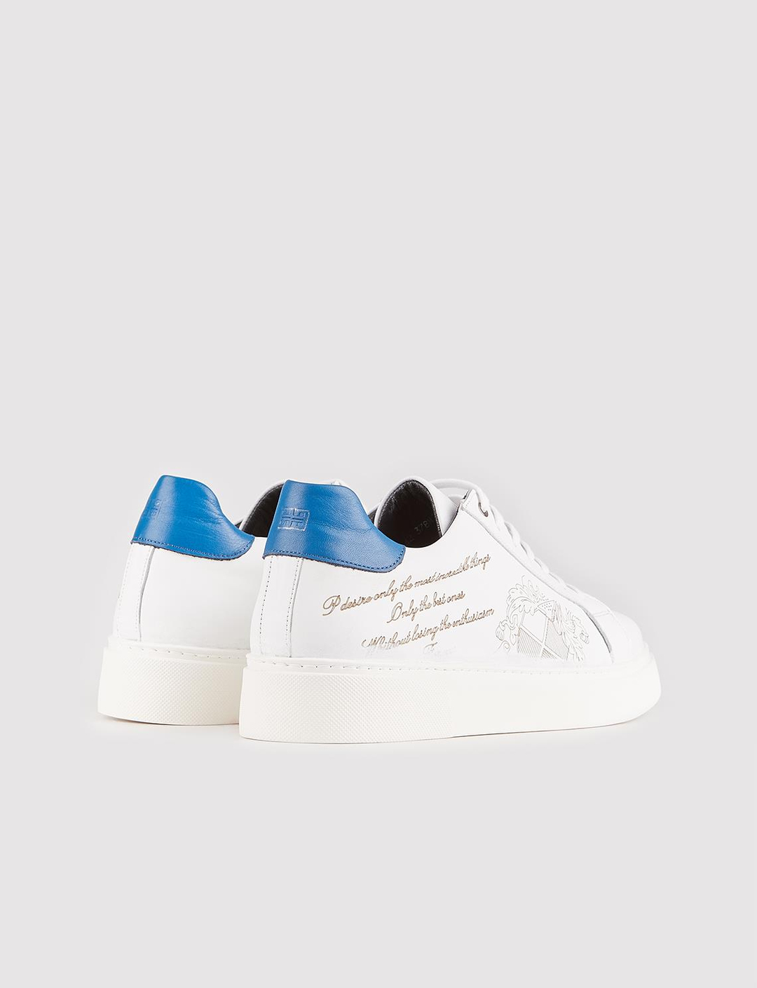 Men White Genuine Leather Low Top Skate Shoes