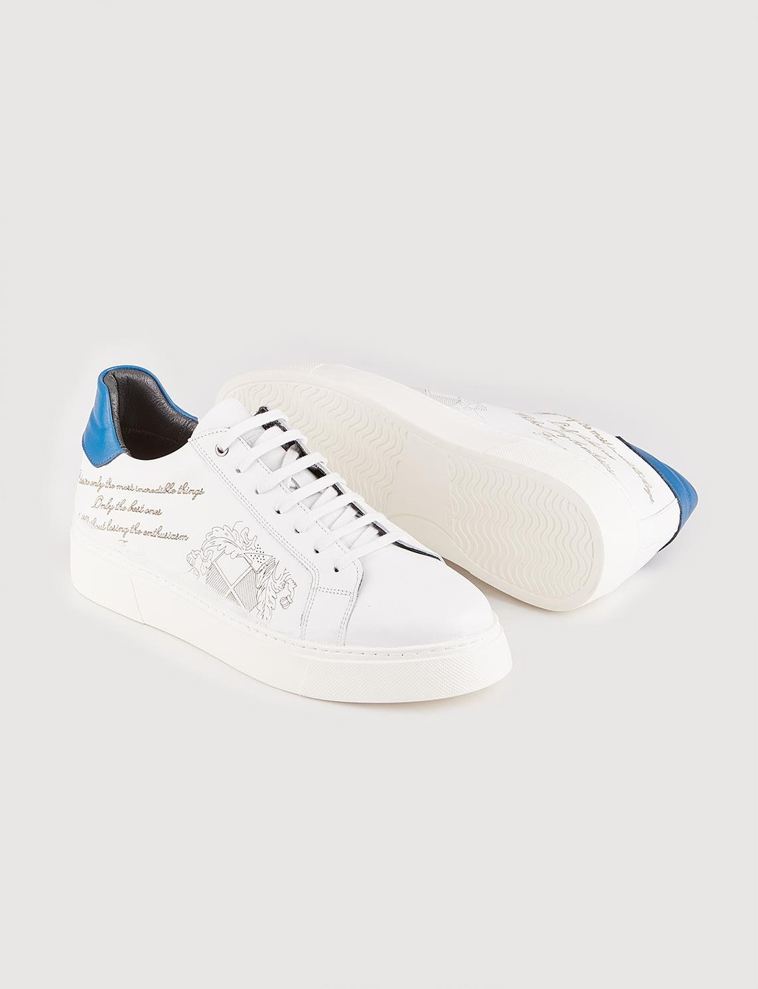 Men White Genuine Leather Low Top Skate Shoes