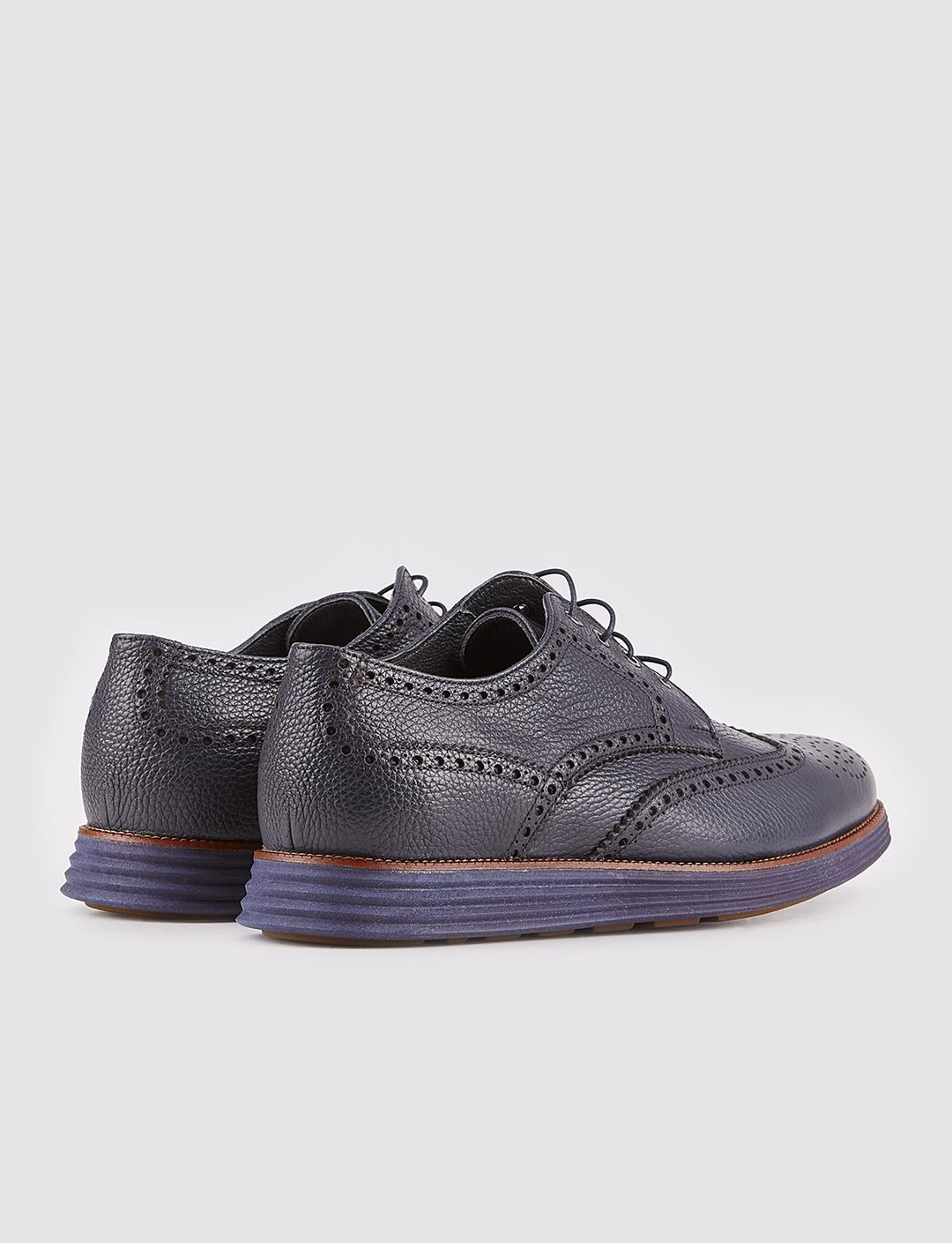 Men Navy Blue Genuine Leather Casual Shoes