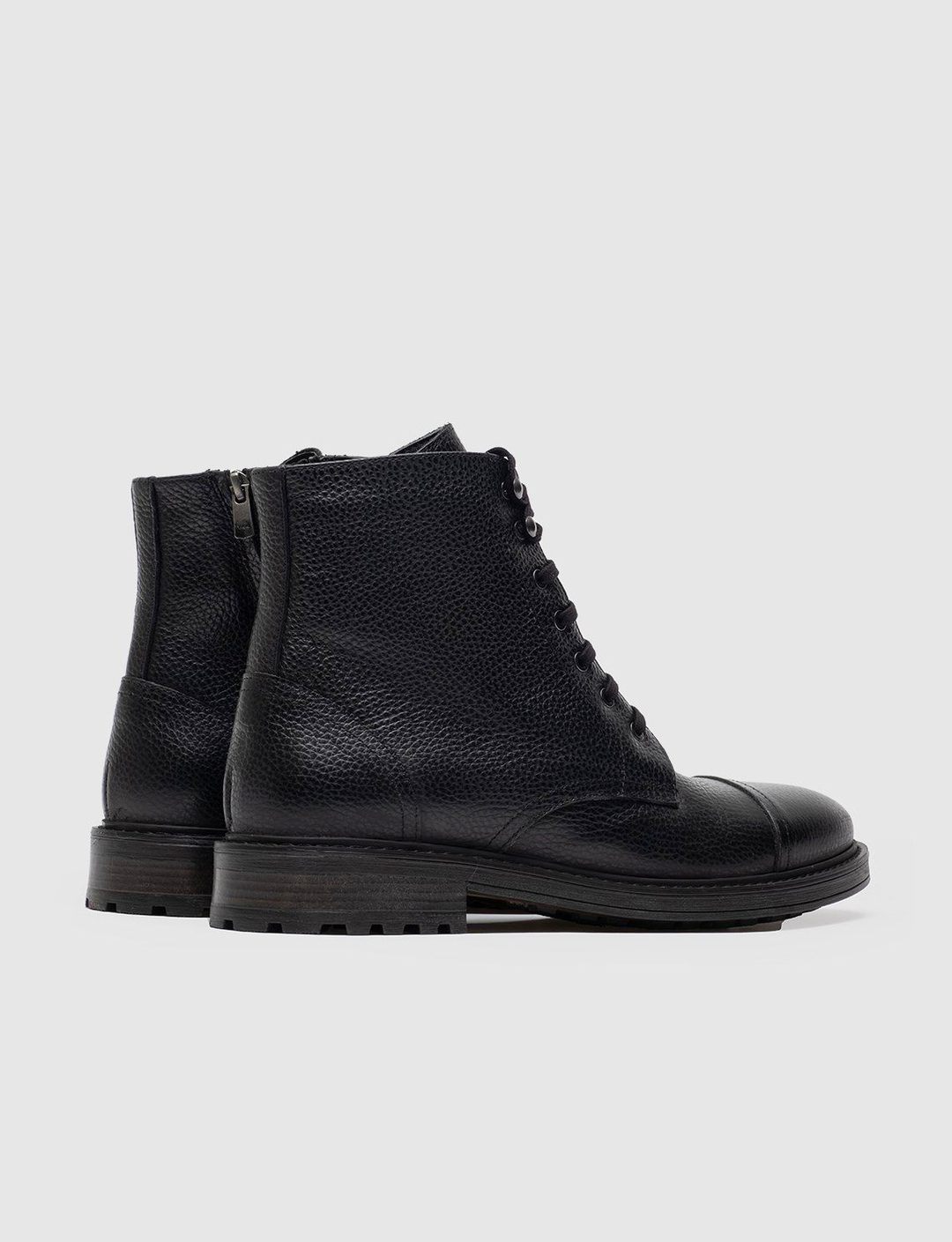 Hakiki Deri Erkek Siyah Bağcıklı Fermuarlı Günlük Bot