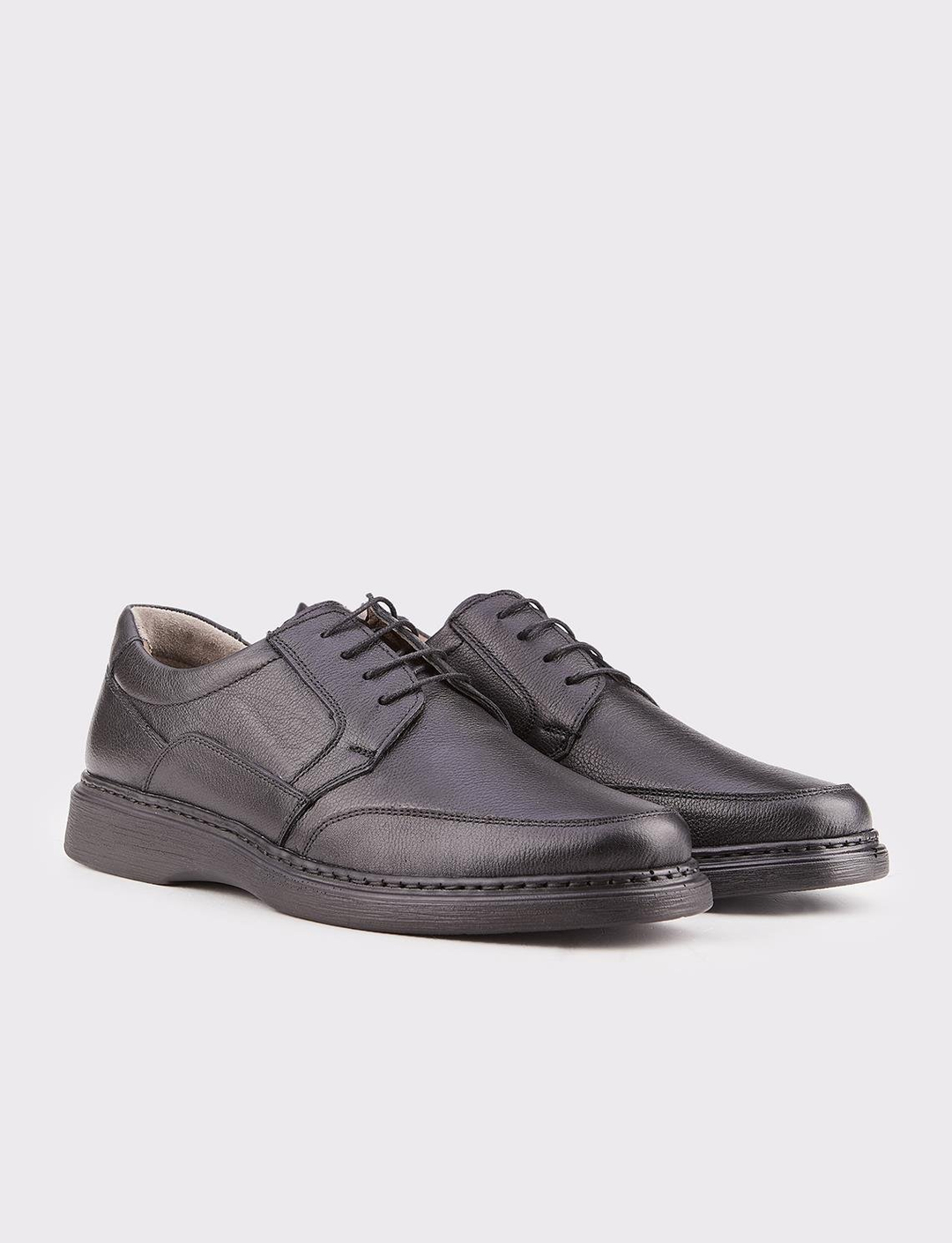 Hakiki Deri Erkek Siyah Bağcıklı Günlük Ayakkabı