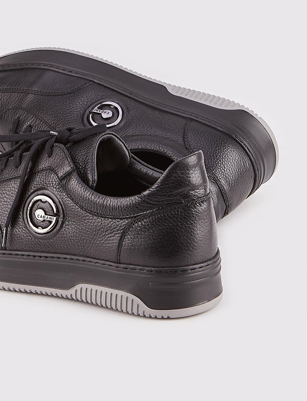 Men Black Genuine Leather Faux Fur Sneakers