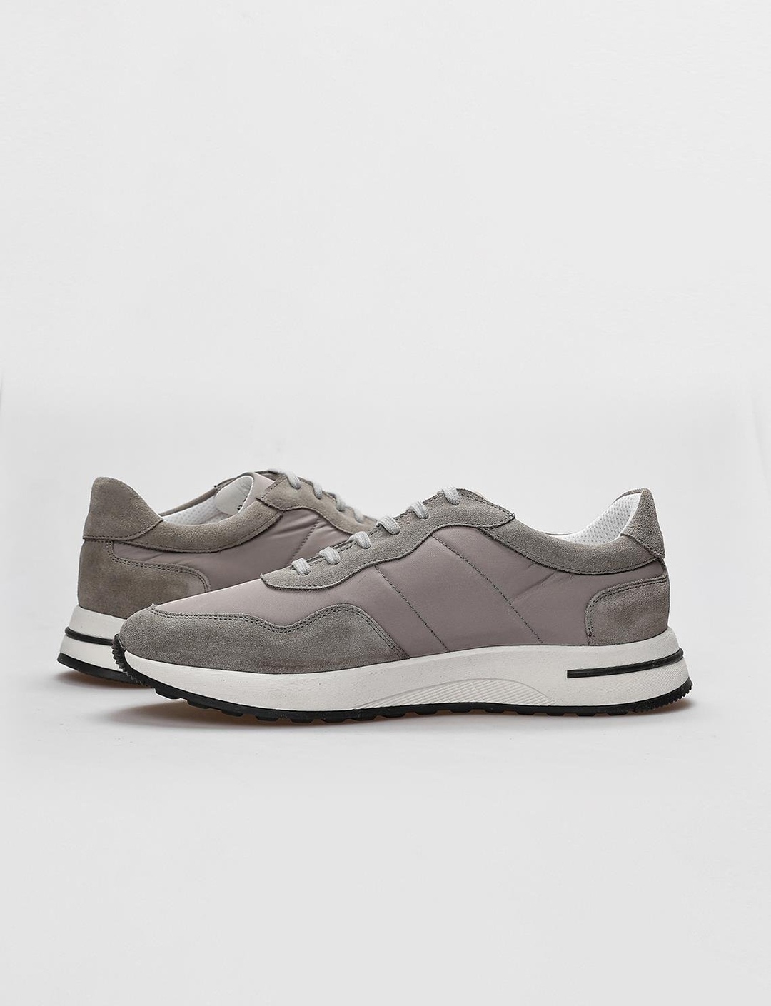 Hakiki Deri Gri Bağcıklı Erkek Spor Ayakkabı