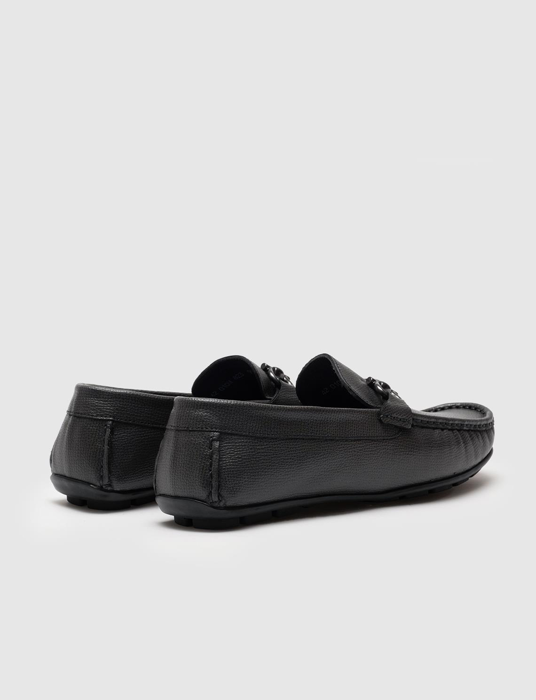 Men Gray Genuine Leather Moc Toe Bit Loafers