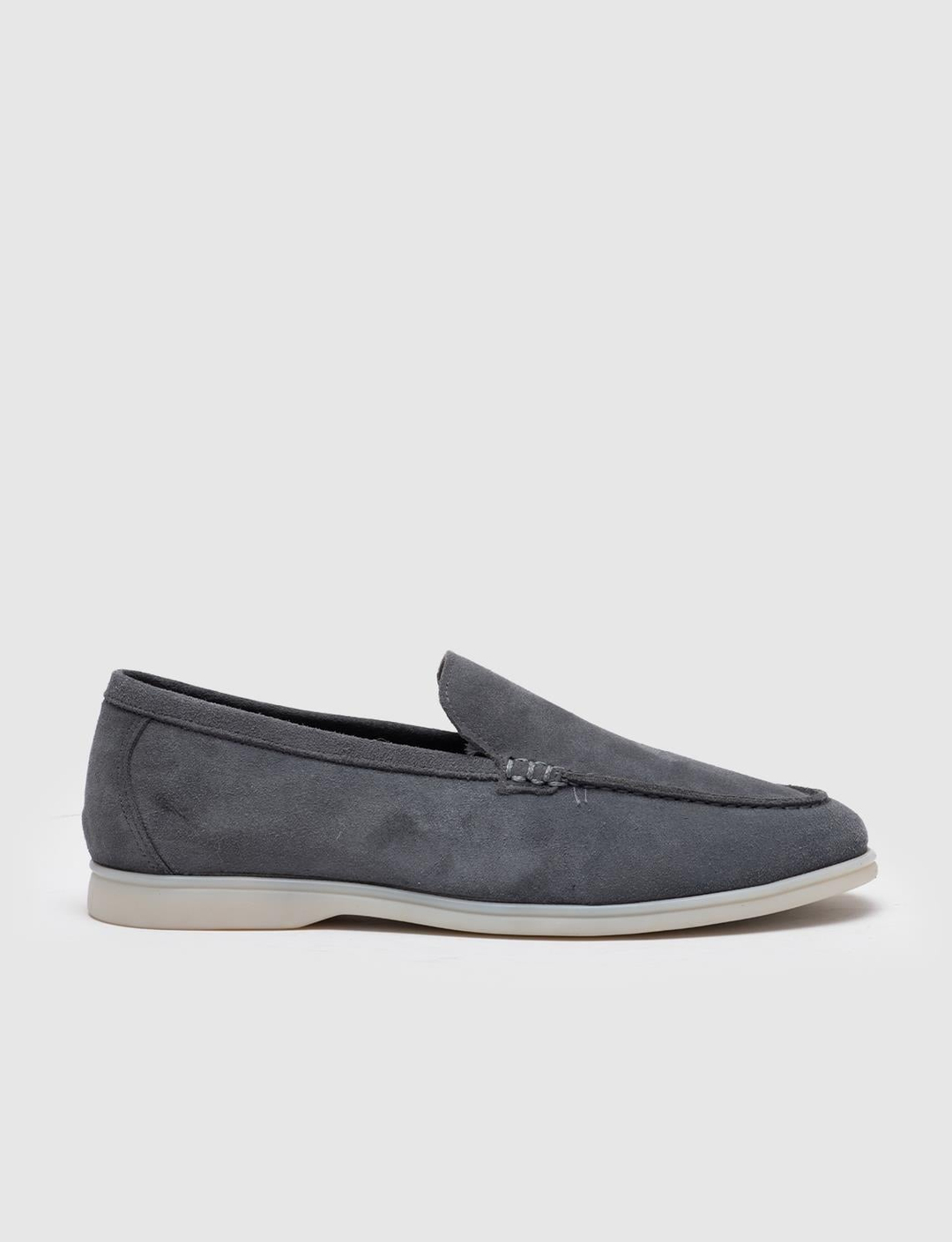 Men Grey Genuine Leather Suede Slip Ons