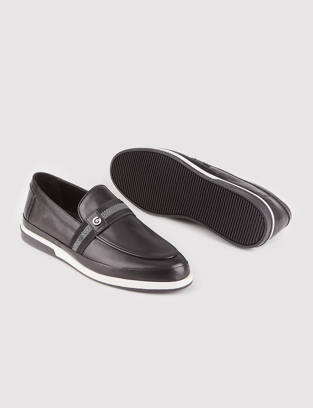 Hakiki Deri Hazır Taban Siyah Erkek Günlük Ayakkabı