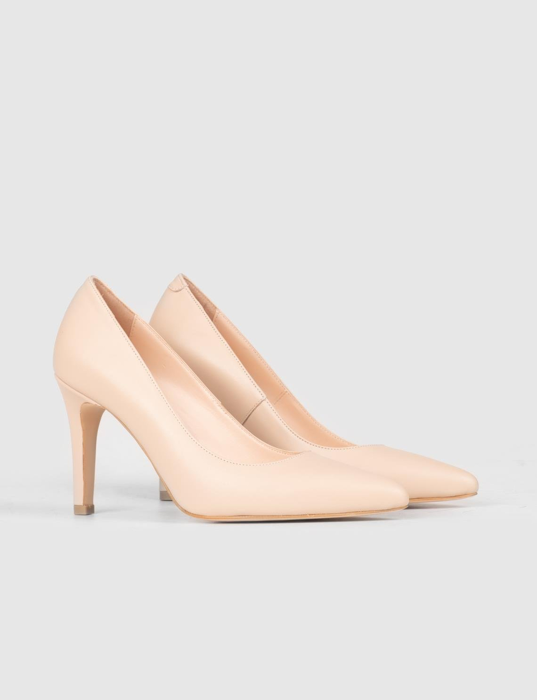 Hakiki Deri Jurdan Tabanlı Bej Kadın İnce Topuklu Stiletto
