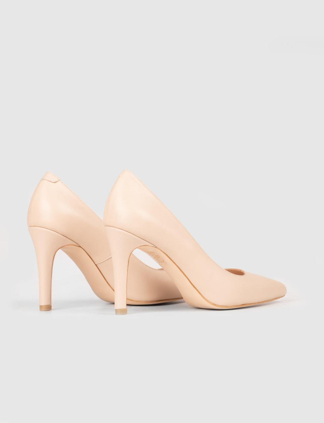 Hakiki Deri Jurdan Tabanlı Bej Kadın İnce Topuklu Stiletto