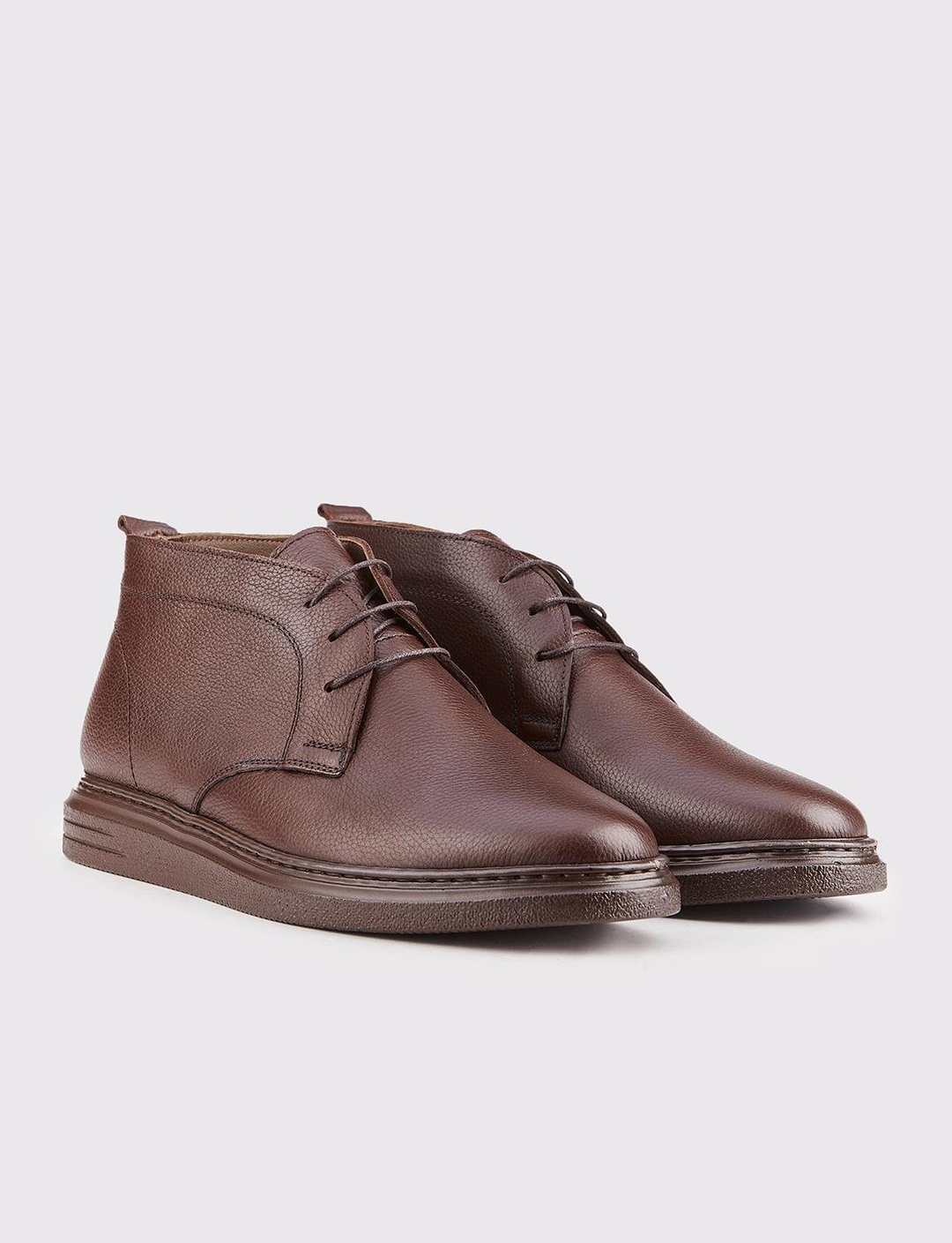 Hakiki Deri Kahverengi Astarlı Bağcıklı Erkek Günlük Bot