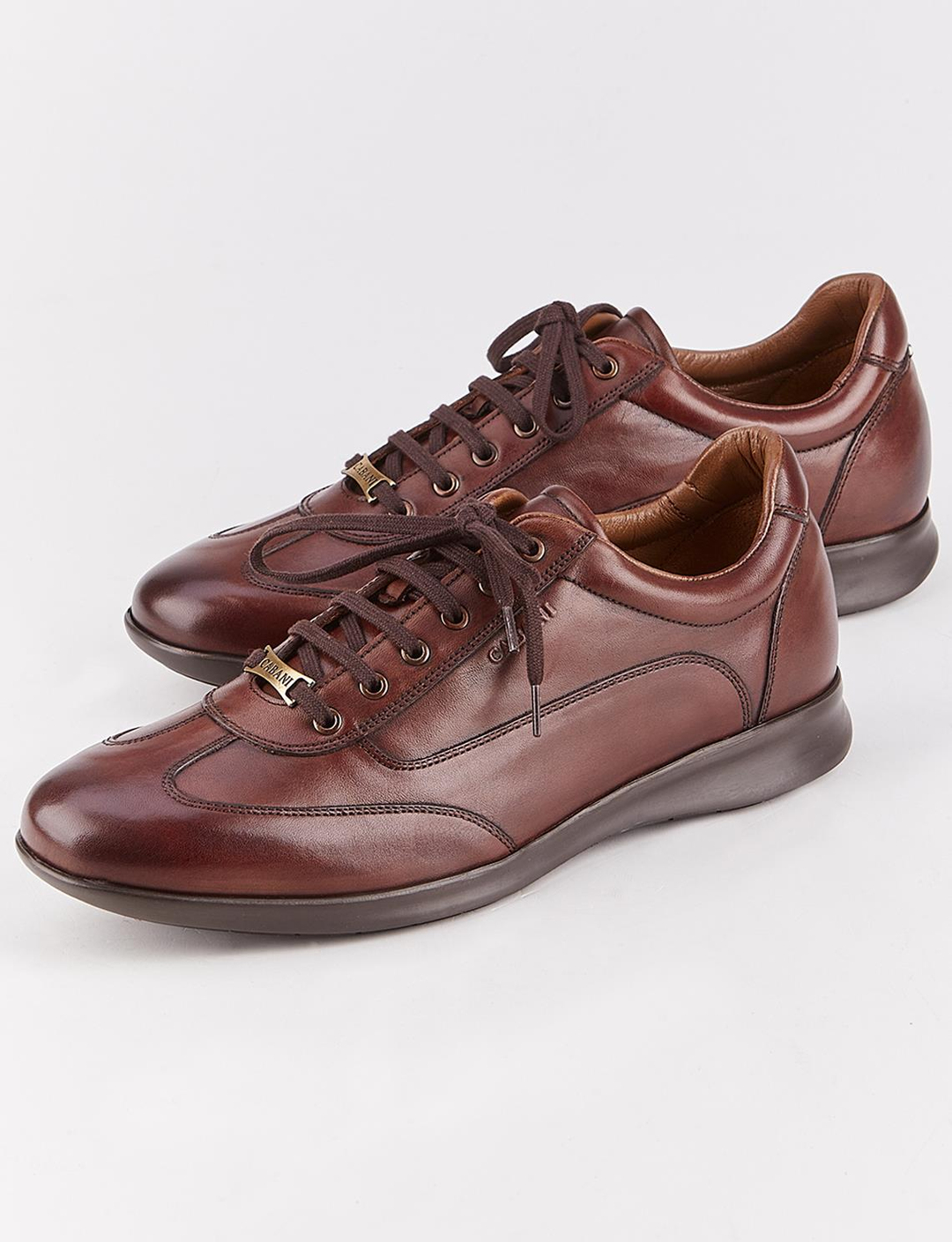 Hakiki Deri Kahverengi Bağcıklı Kauçuk Taban Erkek Günlük Ayakkabı