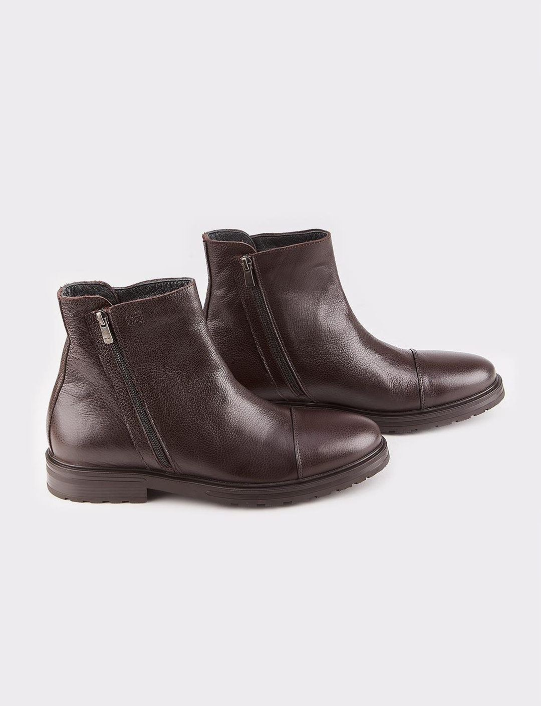Hakiki Deri Kahverengi Fermuarlı Günlük Erkek Bot