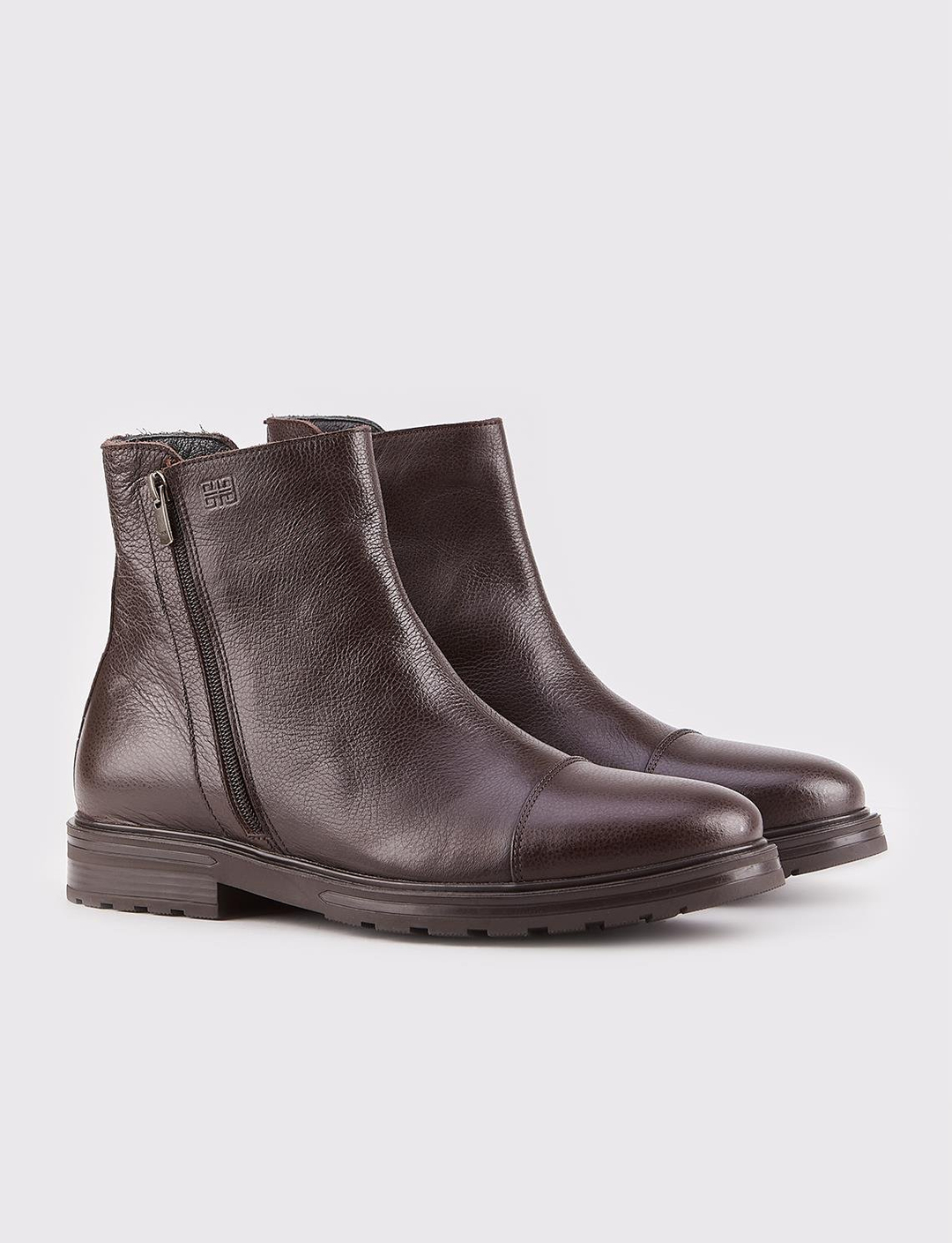 Hakiki Deri Kahverengi Fermuarlı Günlük Erkek Bot