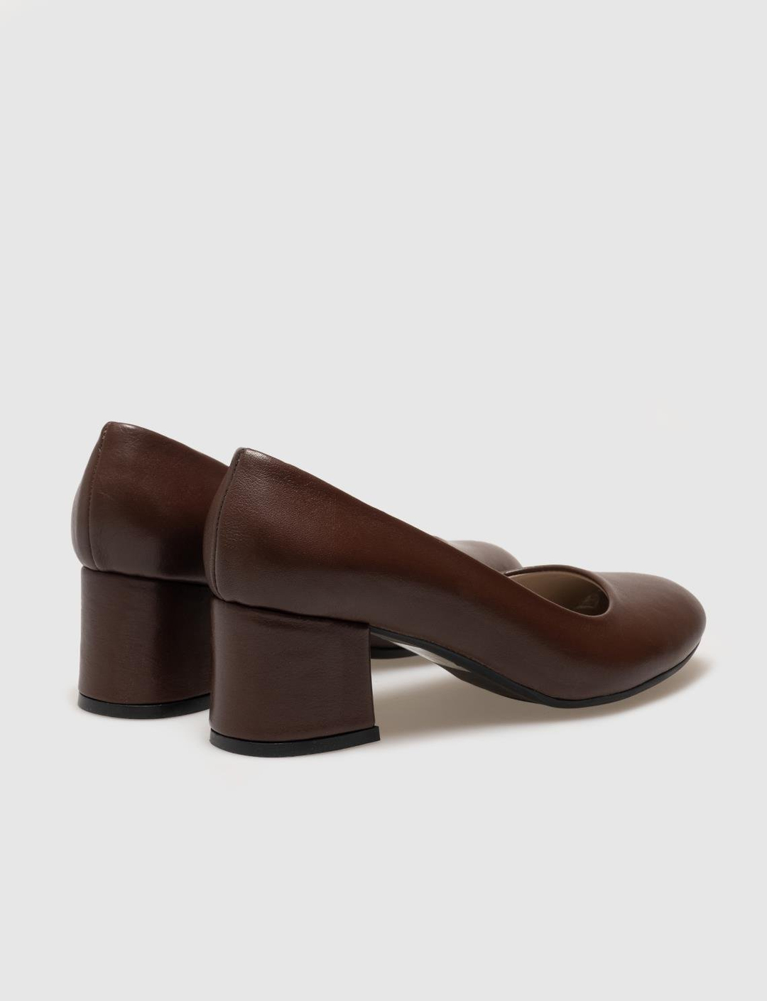 Women Brown Genuine Leather Chunky Heeled Shoes