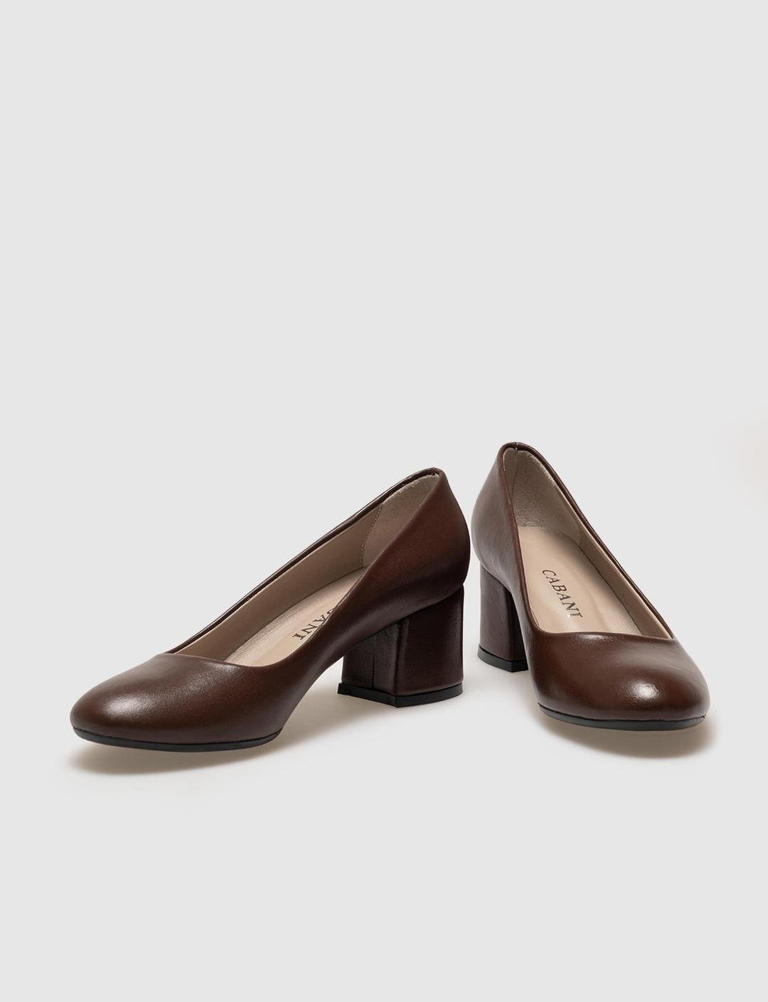 Women Brown Genuine Leather Chunky Heeled Shoes