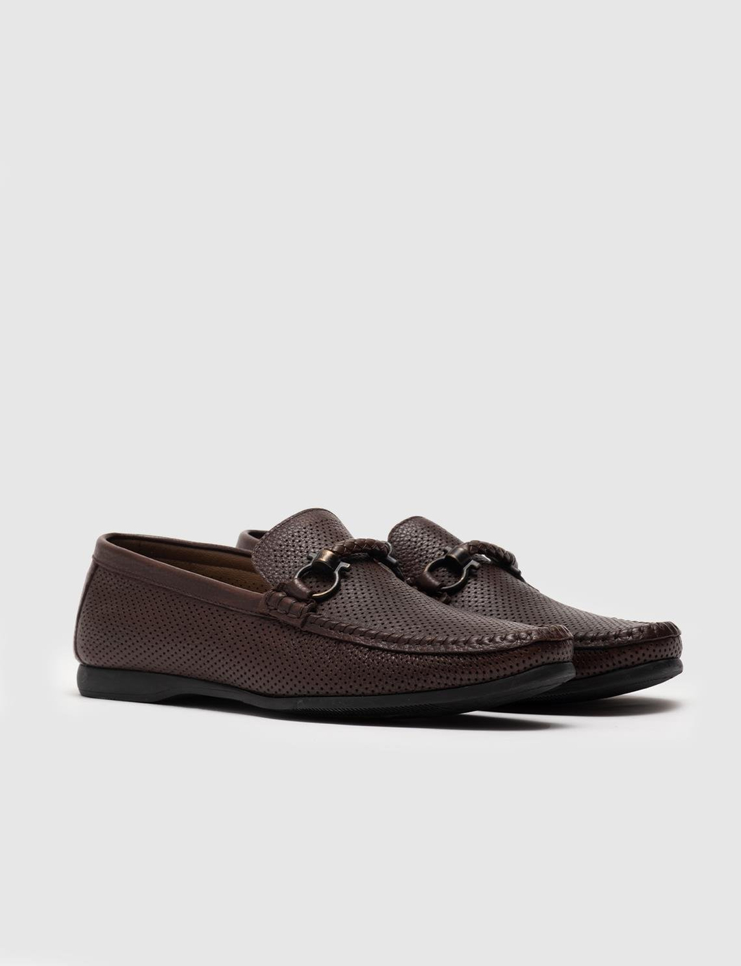 Men Brown Genuine Leather Bit Loafers