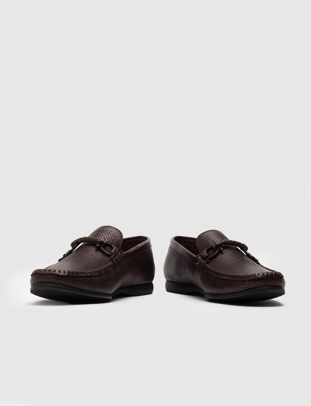 Men Brown Genuine Leather Bit Loafers