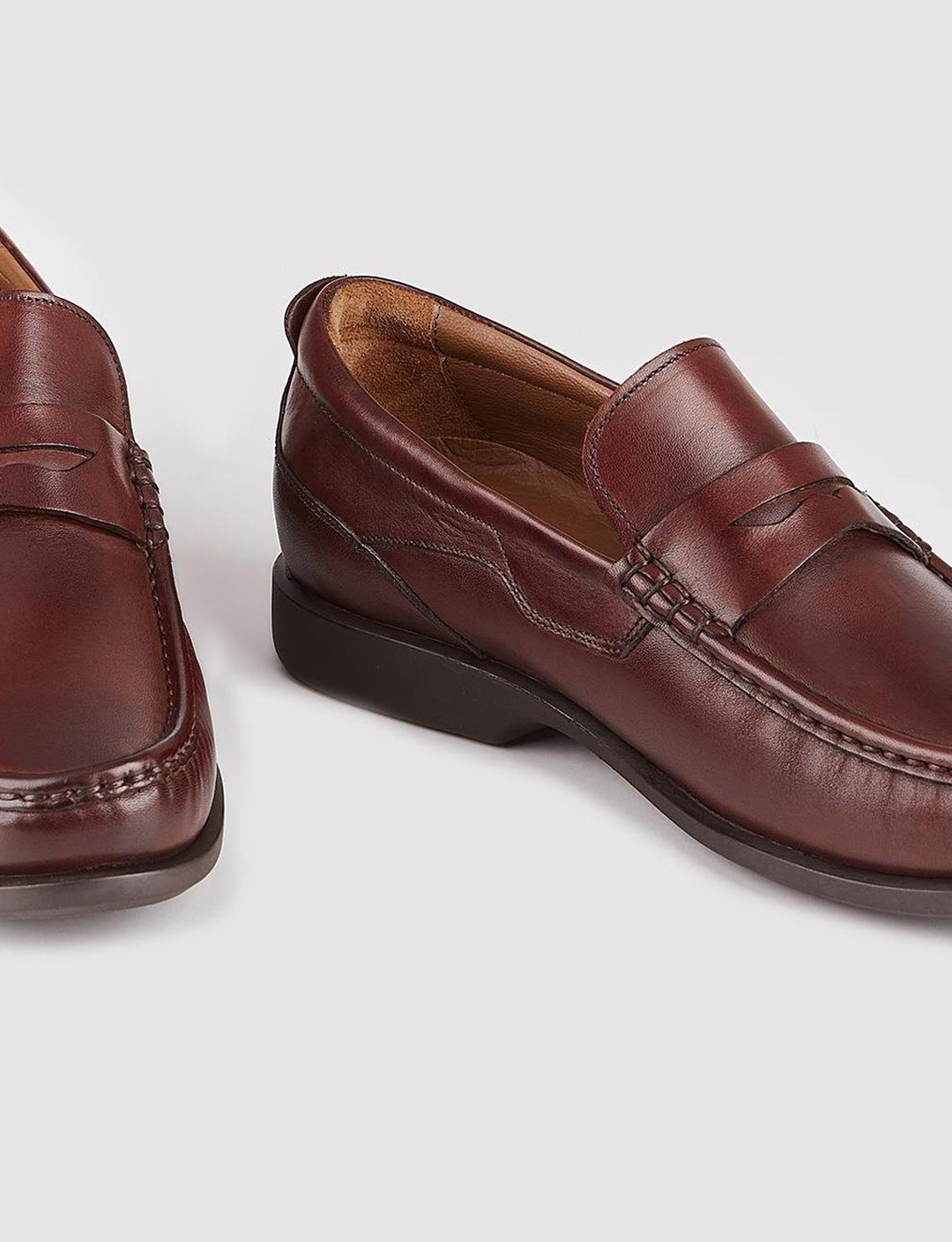 Men Brown Genuine Leather Slip On Penny Loafers