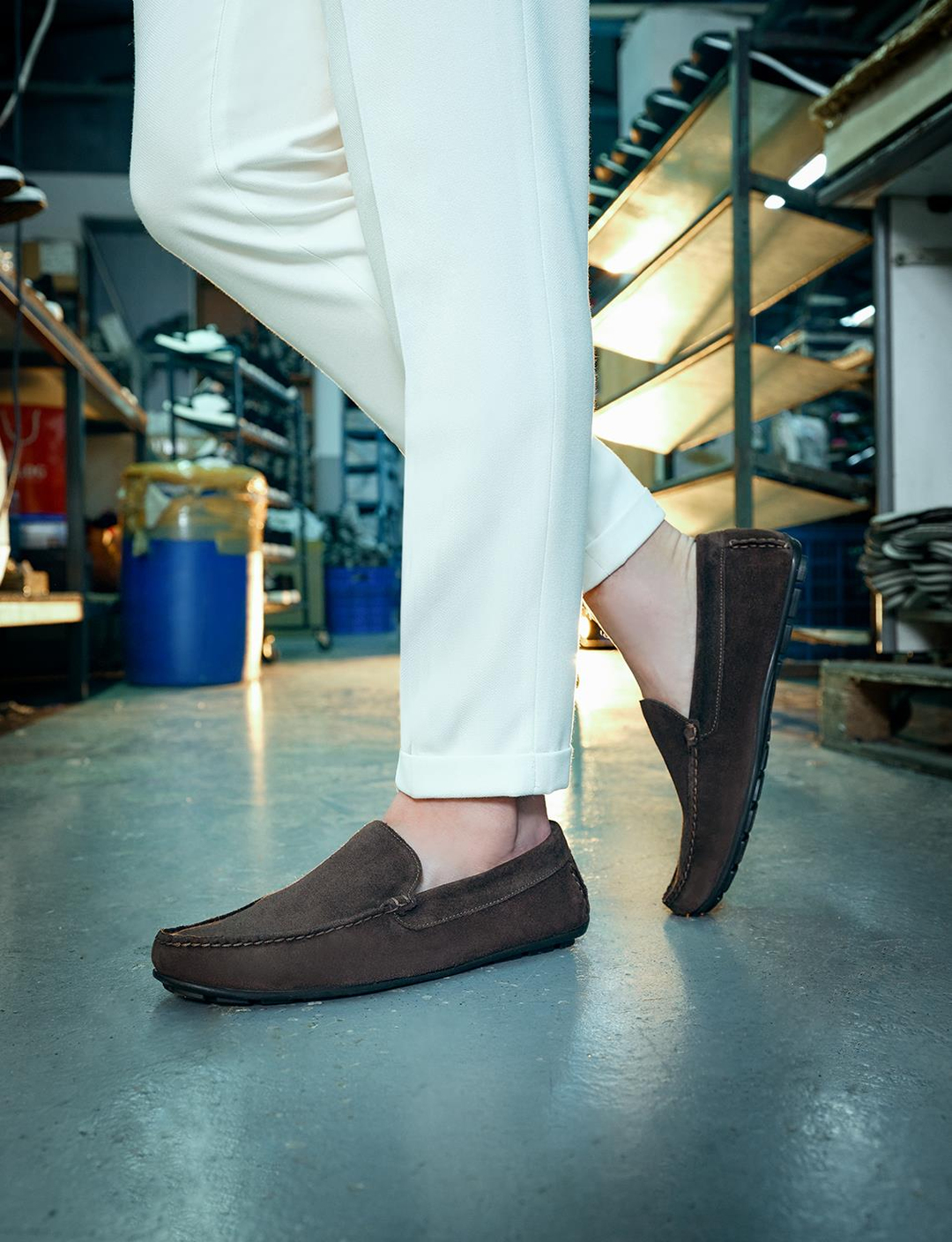 Men Brown Genuine Leather Slip On Loafers