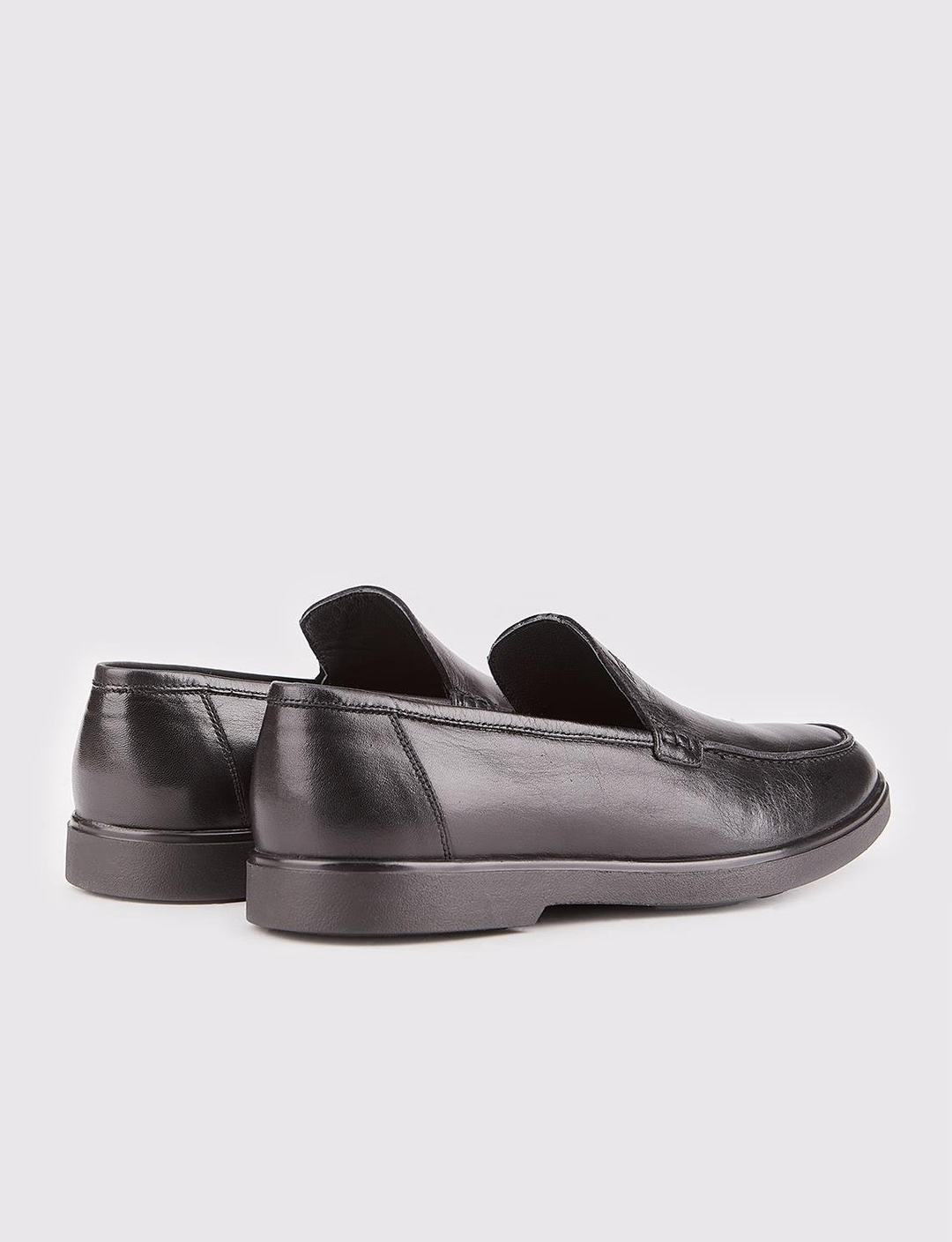 Hakiki Deri Kauçuk Tabanlı Siyah Erkek Günlük Ayakkabı