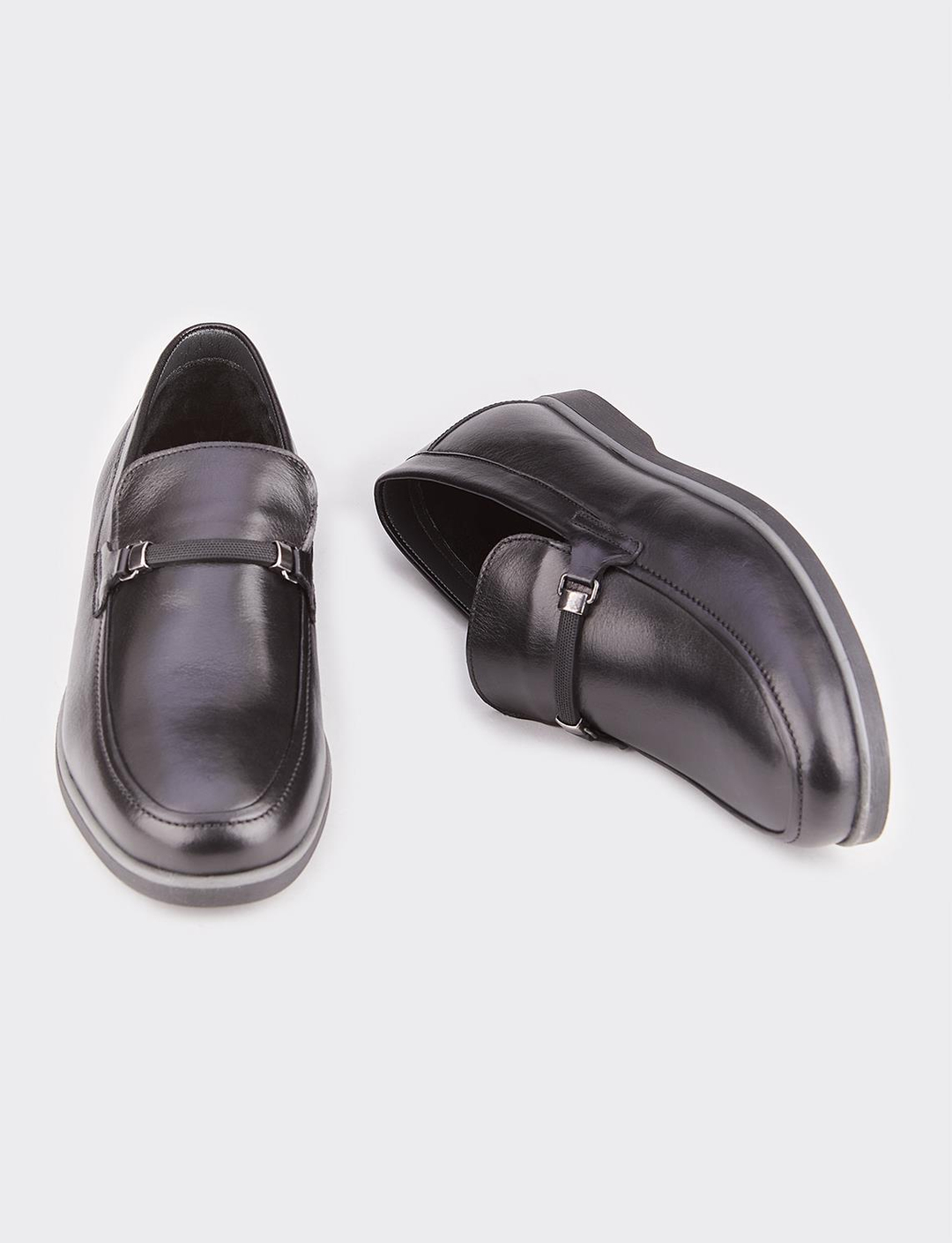 Hakiki Deri Kauçuk Tabanlı Siyah Kürklü Erkek Günlük Ayakkabı