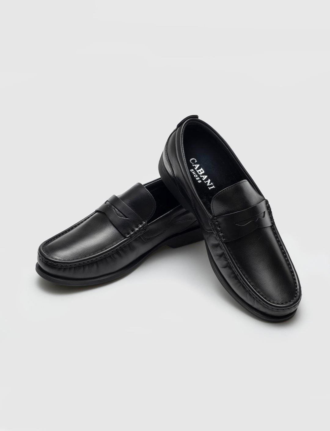 Men Black Genuine Leather Slip-on Furry Lining Penny Loafers