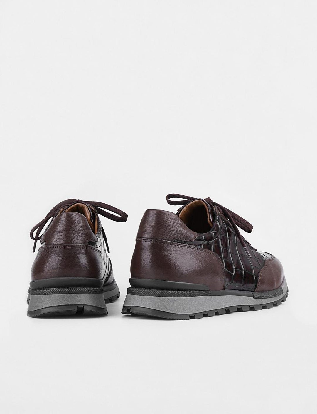 Hakiki Deri Kışlık Kahverengi Bağcıklı Erkek Spor Ayakkabı