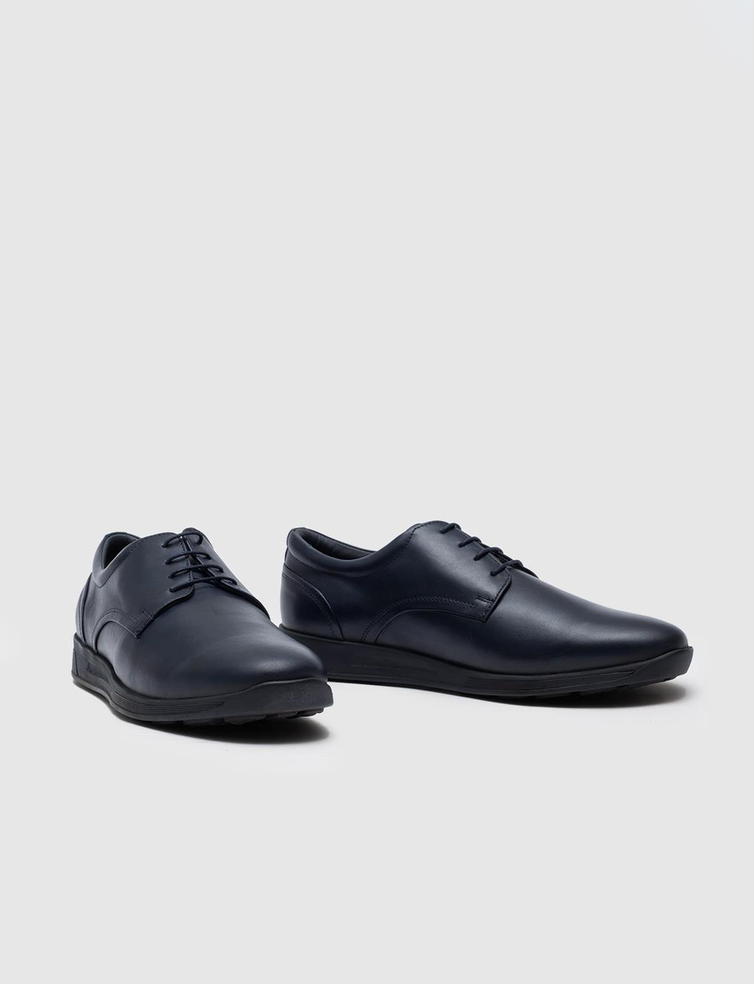 Hakiki Deri Lacivert Bağcıklı Erkek Günlük Ayakkabı