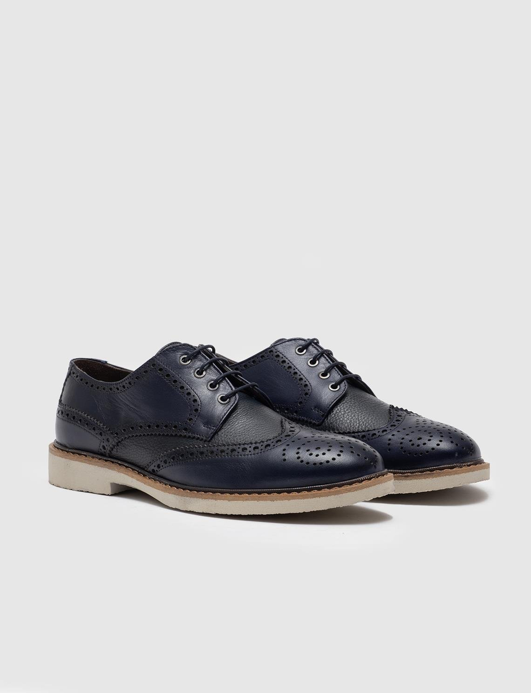 Hakiki Deri Lacivert Bağcıklı Erkek Günlük Ayakkabı