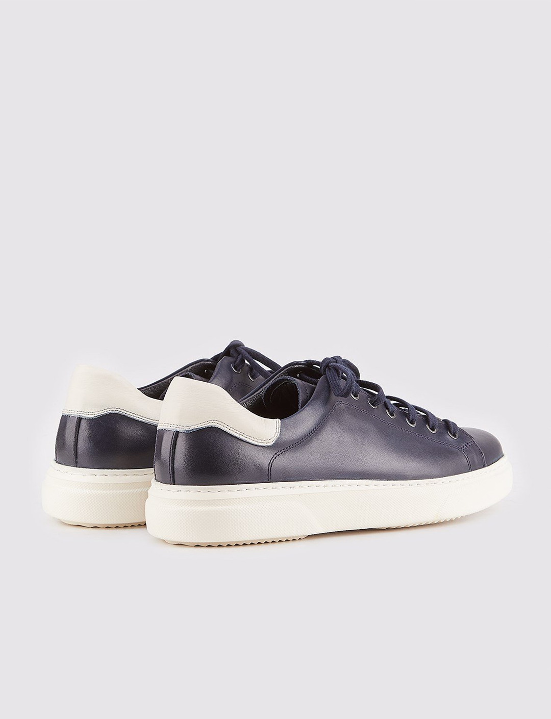 Hakiki Deri Lacivert Bağcıklı Erkek Spor Ayakkabı