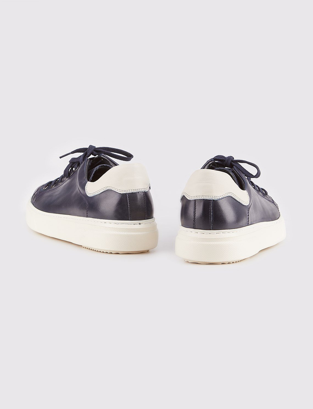 Hakiki Deri Lacivert Bağcıklı Erkek Spor Ayakkabı