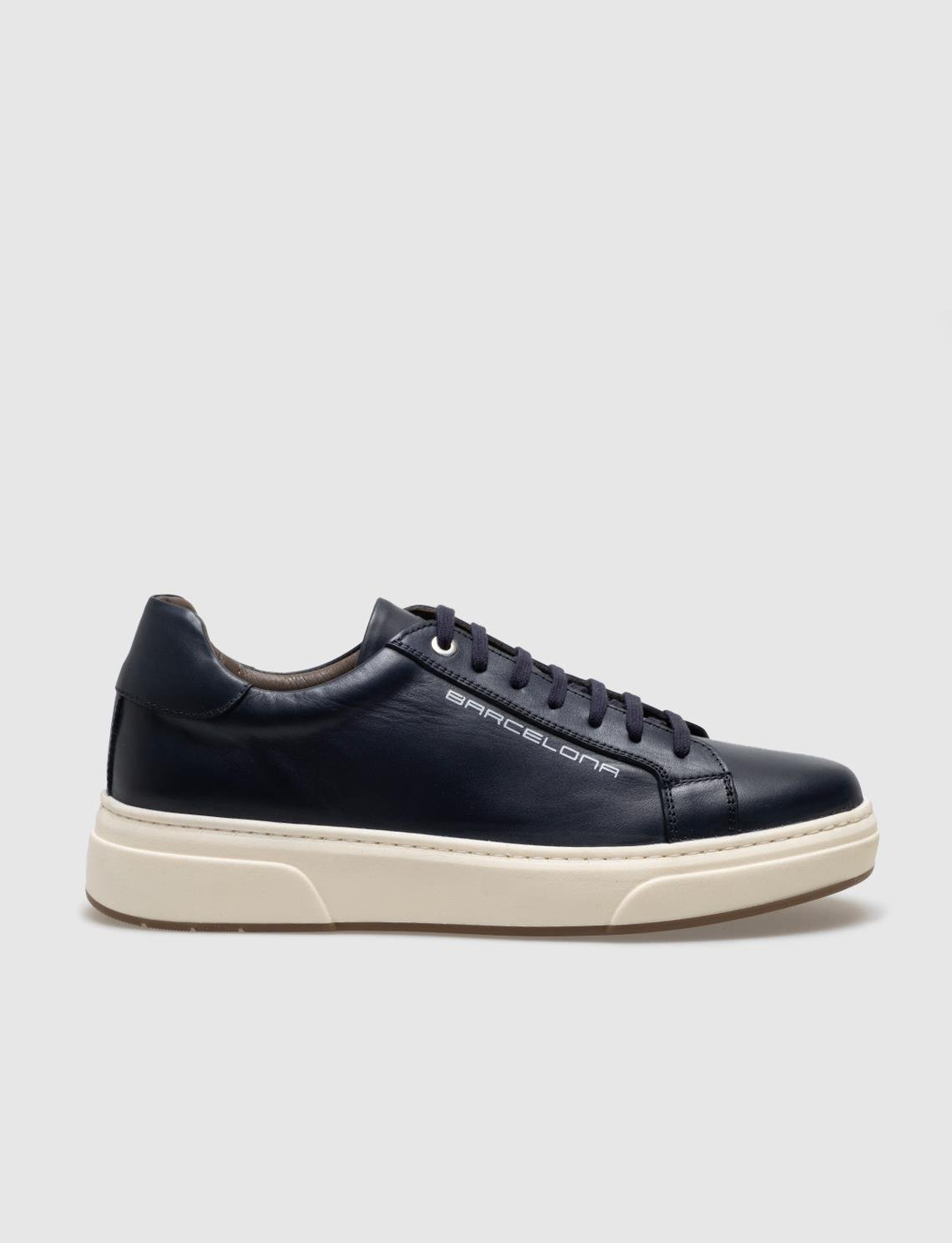 Men Navy Blue Genuine Leather Letter Decor Sneakers