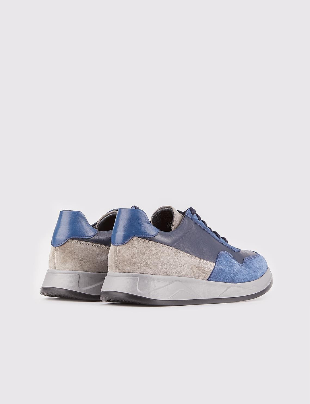 Hakiki Deri Lacivert Bağcıklı Erkek Spor Ayakkabı